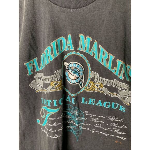 Vintage Florida Marlins Nutmeg Mills single stitch t shirt national league large - Picture 5 of 7